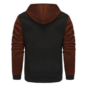 Sudadera con Capucha y Cremallera para Hombre, Color Negro y Marrón, Corte Regular, Forro Polar, Estilo Casual para Otoño - Product Image 2