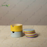 Juego de Posavasos y Cenicero de Bambú con Diseño Moderno de Planta, Impresión UV, Duradero, Ecológico, Decoración para el Hogar, Ideal para Regalos Promocionales