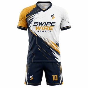 เสื้อฟุตบอลผู้ใหญ่แบบยูนิเซ็กซ์ โพลีเอสเตอร์ 100% พิมพ์ลายดิจิตอล ชื่อทีมและหมายเลข คอวี แขนสั้น ยืดหยุ่นได้ น้ำหนัก 140 กรัม ทรงปกติ - Product Image 1