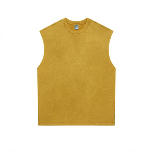 ผู้ผลิตเสื้อกล้าม OEM ทรงดรอปโชว์เดอร์ แบบวินเทจ ล้างสีแบบมิเนอรัล สำหรับผู้ชาย สวมใส่สบายๆ ออกกำลังกายได้ - Product Image 1