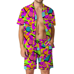 New Summer Quick Drying Woven Polyester/Cotton Casual Loose Lightweight Breathable <b>Men's</b> <b>Beach</b> Flower <b>Shirt</b> Shorts Two-piece Set - Product Image 4