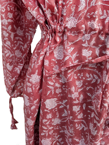 เดรสโบโฮขายดีปี 2026 เดรสยาวฤดูร้อน เดรสลายบล็อกพิมพ์ เดรสลำลอง เดรสโบโฮชิค เดรสคอวี แขนยาว เดรสลายดอกไม้ - Product Image 4