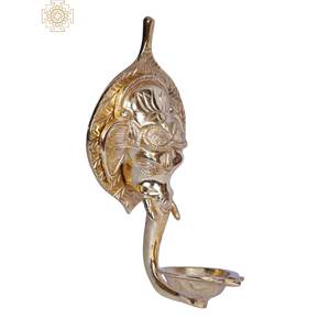 เครื่องประดับแขวนผนังขนาด9นิ้วทำด้วยมือทำจากทองเหลืองชุบทองสำหรับใช้ในพิธีกรรมของอินเดีย - Product Image 4