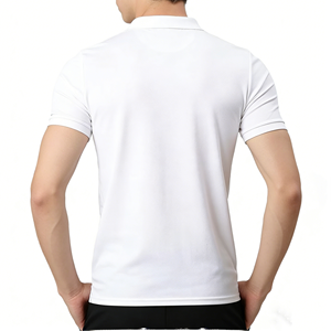 Polo blanc simple à manches courtes pour homme, coupe ajustée, léger, sportif, col à revers, haute élasticité, durable, séchage rapide pour l'extérieur - Product Image 4