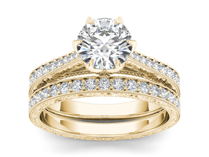 <b>Couple</b> <b>Ring</b> 1 CT Round Cut Diamond Classic Women's 10k 14k 18k Gold Solitaire Engagement Anniversary Wedding IGI Certified - Product Image 1