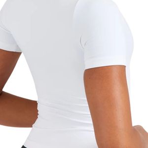 Custom Wholesale Women Slim Fit Activewear T Shirt Short Sleeve Crew Neck <b>Stretch</b> Yoga Gym Fitness Running Top Casual Sports Tee - Product Image 4