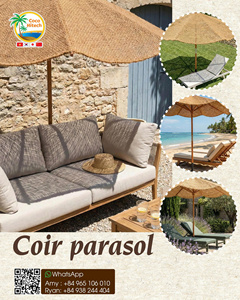Coco Hitech Coir Parasol Eco-Friendly Outdoor Beach <b>Umbrella</b> Water Natural Fiber Sun Shade for Garden <b>Patio</b> Relaxation - Product Image 1