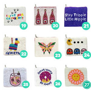 Juego de Monederos de Cuentas Hechos a Mano, Coloridos y Modernos, con Patrones de Dulces, Bordados, Frases Divertidas, Flores, Bebidas, Animales, Iconos, Cierre de Cremallera - Product Image 4