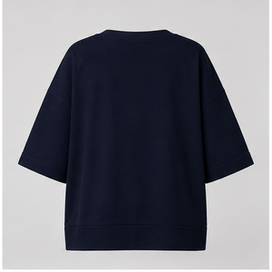 เสื้อยืดโอเวอร์ไซส์คอวีแขนยาวสีน้ำเงินเข้มสำหรับผู้หญิง รุ่น WTS-0070 - Product Image 2