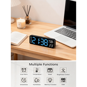 Large <b>LED</b> Display Digital Wall <b>Clock</b> Dual Alarm Auto Dimming Feature Classroom Office Decor Big Numbers Classroom Office Wall - Product Image 6