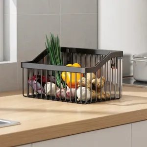 Kitchen <b>Wall</b> Mounted Storage <b>Basket</b> Multifunctional Metal Organizer Space Saving Hanging Rack for Kitchen Bathroom Bedroom Home - Product Image 2