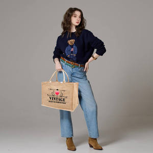 Bolsa de Yute Laminada Sostenible con Asas de Algodón para Supermercado y Mercado - Product Image 3