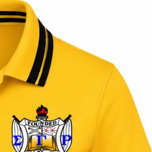 Polo brodé Sigma Gamma Rho jaune pour femme, à col et manches courtes, avec lettres grecques, pour sororité, décontracté, universitaire, sportif - Product Image 5
