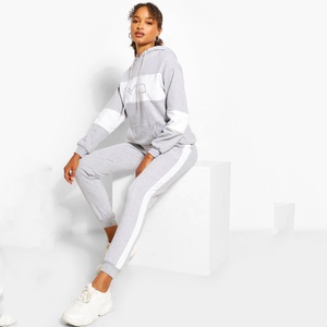 Women Contrast Color Two-piece Suits Spring Autumn Long-sleeved Zip-up Shirts Trousers Baggy Tracksuits - Product Image 2