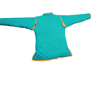 Teal Quilted Cotton <b>Jacket</b> With Orange Trim Women's Medieval Gambeson Costume Coat SCA LARP Full Sleeve Adult - Product Image 5