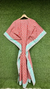 Robe Kaftan Imprimée en Coton pour Femme, Tunique Florale Ample, Paréo de Plage, Tenue de Vacances d'Été, Robe de Voyage - Product Image 4