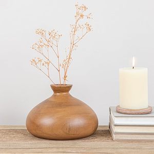 Maceta Decorativa Redonda de Madera Ecológica con Diseño de Llama 3D para Flores, Ideal para Decoración del Hogar y Mesas de Boda - Product Image 1