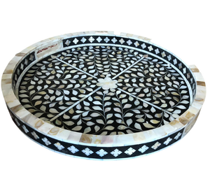 Bandeja de diseño elegante con incrustaciones de hueso, bandeja de servir colorida con incrustaciones de hueso y asa, bandejas decorativas a un precio muy bueno de fábrica. - Product Image 6