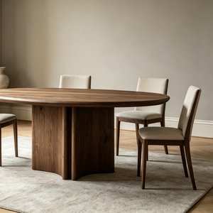 Modern Scandinavian Wood Oval <b>Dining</b> Table Set with Solid Back <b>Chairs</b> for Home <b>Dining</b> Room Furniture - Product Image 3