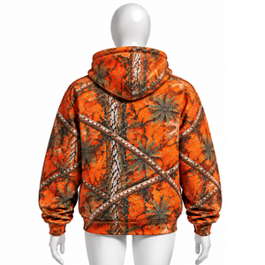 <b>Orange</b> Woodland Print Full Zip <b>Hoodie</b> <b>Mens</b> Casual Outdoor Hooded Sweatshirt with Drawstring Kangaroo Pockets Warm Winter Wear - Product Image 2