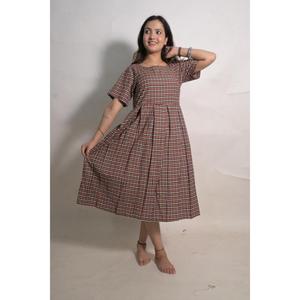 Robe longue en coton tissé à la main pour femmes, imprimé doux, style bohème, tenue décontractée d'été, vêtements indiens faits à la main, mode - Product Image 5