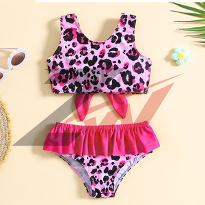 Conjunto de Bikini Personalizado con Volantes para Niñas, Traje de Baño de Dos Piezas al por Mayor, Vestido de Baño de Dos Piezas para Niñas, Transpirable, de Secado Rápido, OEM, ODM - Product Image 6