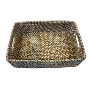 Panier de rangement rectangulaire de luxe en rotin naturel avec ficelle en PP, écologique et multifonctionnel - Product Image 1