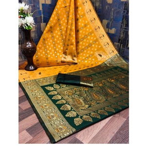 Sari de seda de alta calidad con blusa, ideal para bodas, fiestas y recepciones, disponible para la venta, directo de fábrica. - Product Image 1