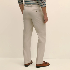Pantalones Chinos de Algodón Beige para Hombre, Corte Recto, Cintura Media, Estilo Casual Elegante, con Bolsillos Laterales, Cierre de Botones, para Usar en Verano - Product Image 2
