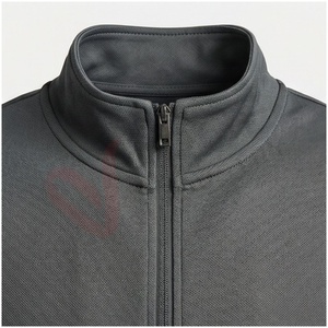 Ensemble de survêtement gris pour homme, manches longues, col montant, fermeture éclair sur le devant, couleur unie, respirant, coupe décontractée, vêtements d'automne - Product Image 4