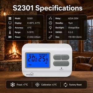<span class=keywords><strong>Thermostat</strong></span> de <span class=keywords><strong>chaudière</strong></span> à gaz ultra basse consommation 10uA en veille, 2xAAA Lithium 6A 230V SWING, protection antigel pour <span class=keywords><strong>chaudière</strong></span> <span class=keywords><strong>d</strong></span>'appartement - Product Image 4