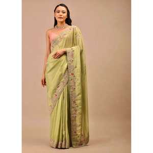 Vestido de carrera Saree de trabajo con bordado y lentejuelas de varios colores con codificación intrincada - Product Image 6