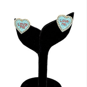 Pendientes de botón con diseño de corazón romántico y cuentas, joyería romántica y adorable para el Día de San Valentín para mujeres y niñas, accesorio de moda versátil - Product Image 1
