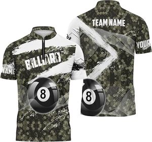 Uniforme Personalizado de Billar con Media Cremallera y Diseño de Bola 8 para Equipos - Product Image 1