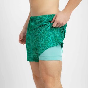 <b>Mens</b> Green Textured Swim <b>Trunks</b> Quick Dry Beach Shorts Summer Board Shorts Custom OEM Wholesale Swimwear Fashion - Product Image 5