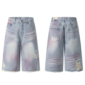 Pantalones Cortos de Mezclilla con Lavado Ácido al por Mayor, Estilo Urbano Vintage, Ajuste Holgado, de Algodón, con Logotipo Personalizado - Product Image 2