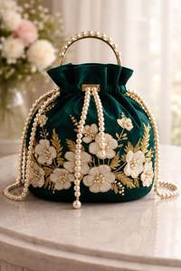 กระเป๋าปักลายประดับลูกปัดแบบมีเชือกผูก สำหรับงานเลี้ยงตอนเย็น กระเป๋าถือเจ้าสาว กระเป๋าใส่เครื่องประดับและเครื่องสำอาง - Product Image 5