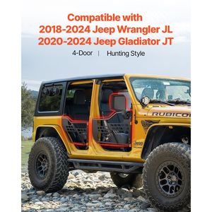2018-2024 JEEP Wrangler JL 2020-2024 JEEP Gladiator JT JEEP Tube JT ประตูรถล่าสัตว์สไตล์4ประตูจุดได้รับการรับรองมุมมองด้านหลังอื่นๆ - Product Image 2