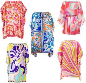 ชุดว่ายน้ำชายหาดผู้หญิง ผ้าโพลีซิลค์พิมพ์ลายดิจิทัล คอวี แขนกุด ทรงหลวม สวมใส่สบาย แห้งเร็ว ป้องกันแบคทีเรีย - Product Image 6