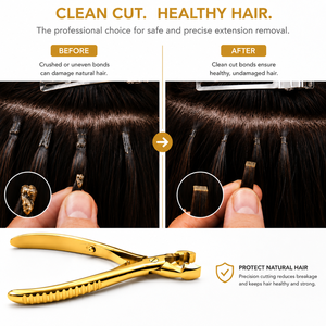 Pinzas de Acero Inoxidable Doradas para Extensiones de Cabello, Herramienta para Instalación y Remoción - Product Image 5