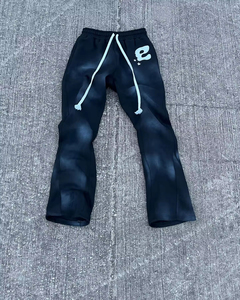 Conjuntos de Chándal de Algodón Estampado de Invierno OEM para Hombre, Sudadera con Capucha y Pantalones Acampanados de Dos Piezas - Product Image 6