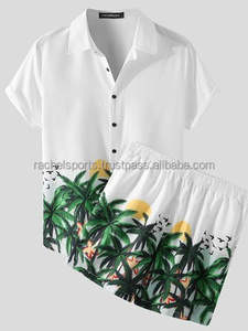 Vêtements de sport sur mesure pour hommes grande taille, logo personnalisé, vêtements d'été, couleur unie, ensemble deux pièces pour homme, t-shirt en coton, ensembles courts - Product Image 2