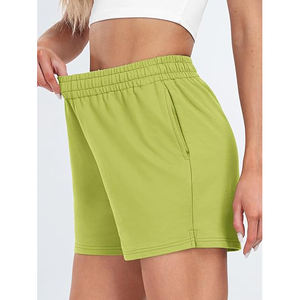 Pantalones cortos de forro polar con forro sherpa para mujer, con ribete de piel sintética, cintura alta, bolsillos laterales, cordón ajustable, ropa cómoda para el invierno. - Product Image 5