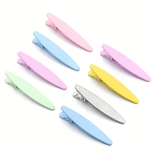 Lot de pinces à cheveux ovales en métal lisse de haute qualité pour salon professionnel, barrettes de séparation type bec de canard - Product Image 1