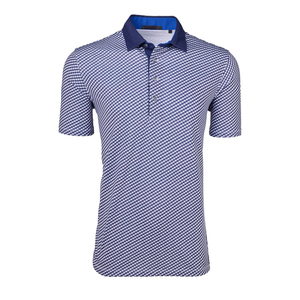 Polo à manches courtes pour homme, motif géométrique, coupe classique, décontracté, respirant, en coton tissé et fibre de bambou - Product Image 1