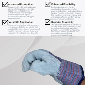 Guantes de Trabajo Canadienses de Cuero Vacuno de la Mejor Calidad, Puño Reforzado con Goma, Correa Reforzada en los Nudillos, Antideslizantes - Product Image 2