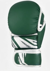 Green PU Boxing Headgear With <b>White</b> <b>Lace</b>-Up Closure And Silver Patterned Wrist Strap For Adults Martial Arts Training - Product Image 5
