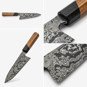 Couteau de chef Santoku Bunka japonais en acier Damas forgé à la main sur mesure avec manche en bois octogonal, qualité industrielle DIY OEM - Product Image 6