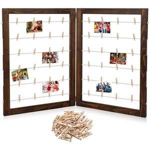 Cadre photo double en bois de manguier avec pinces à linge - Vente en gros artisanale - Product Image 1