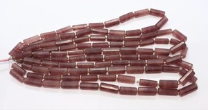 Perles de quartz rose naturel facettées en forme de tube, 6x20 mm, perles de pierre précieuse en quartz rose pour bijoux - Product Image 5